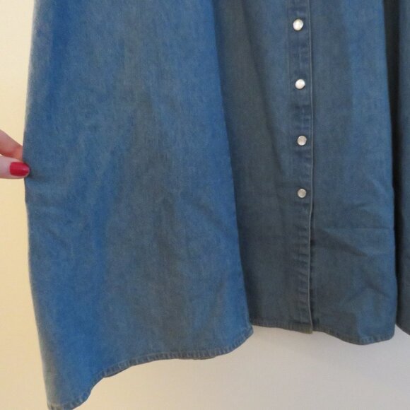 VINTAGE NEVADA JEANSWEAR Light Denim Pearl Snap Maxi Dress - Size 10 - Picture 8 of 15